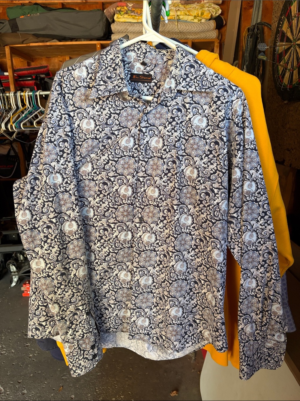 Ben Sherman Navy and White Paisley Button-Down Shirt